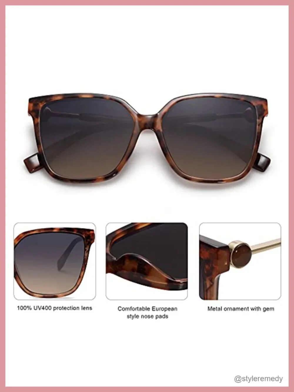 Fashion Square Sunglasses with UV400 Protection Lens for Women Trendy